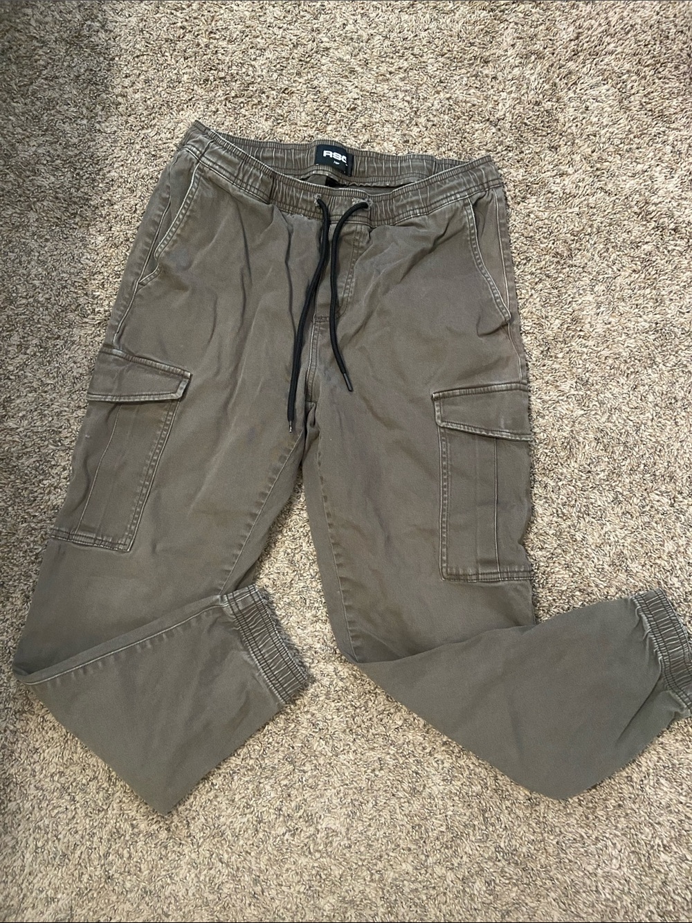 RSQ Men's Olive Green Cargo Pants with Drawstring